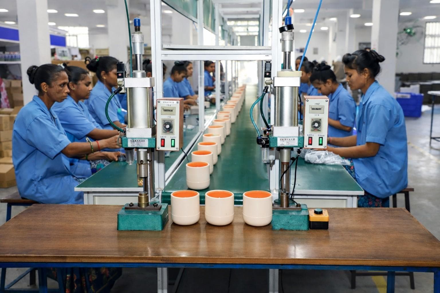 Main assembly line and final inspection area for home appliances at the Topsail factory