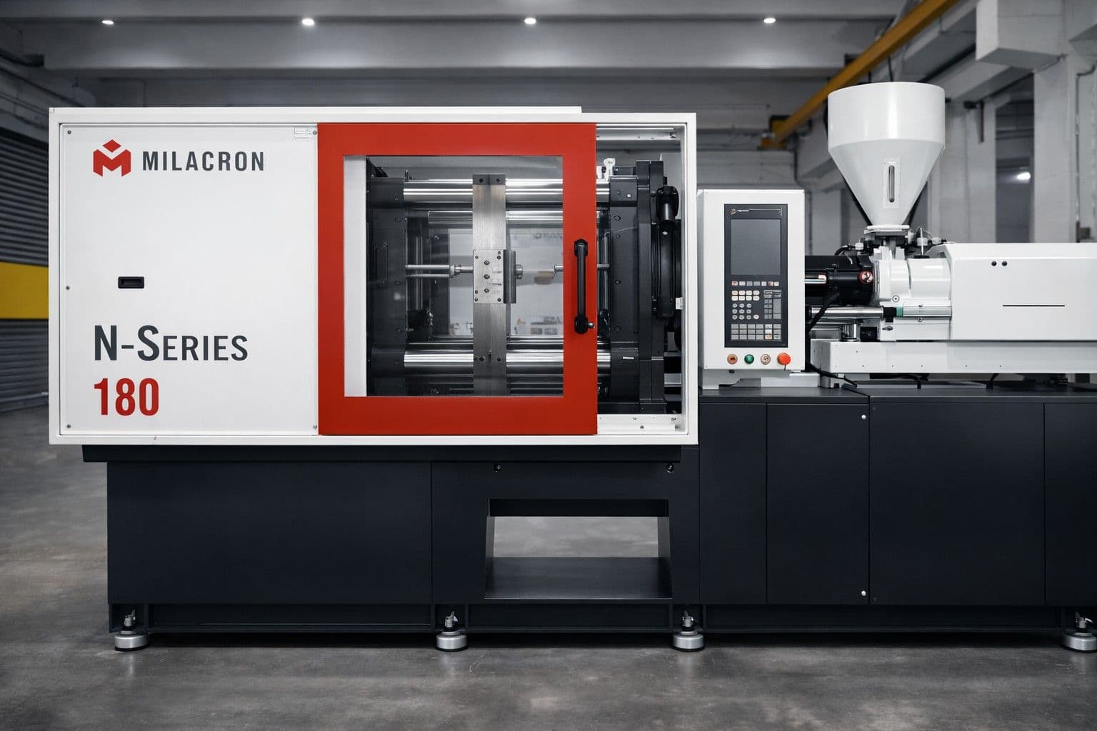 Plastic injection moulding machine producing appliance housings in the Topsail tool room