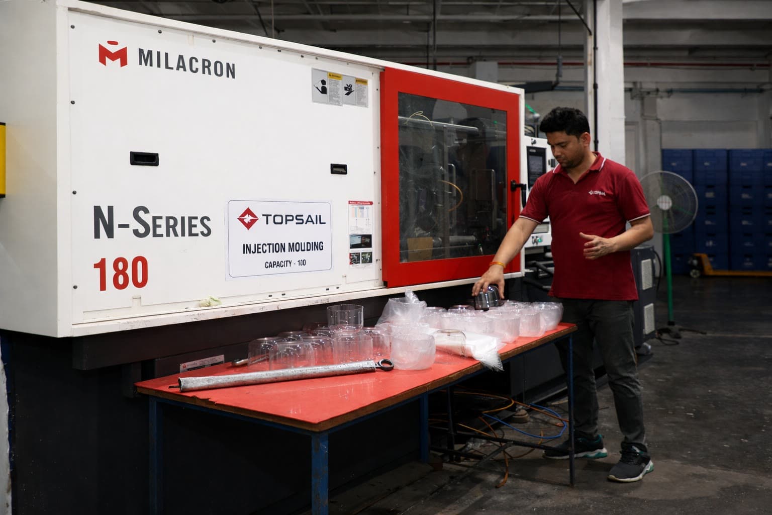 Injection moulding machine at the Topsail factory